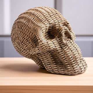Neutral brown rattan skull decor basketweave resin texture halloween fall table accent wicker style gothic
elevated halloween decor resin skull heads rattan basketweave style neutral brown white fall gothic wicker texture