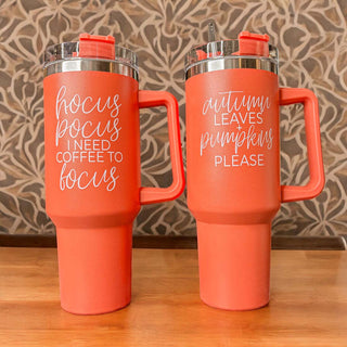 Orange Tumblers for Halloween 40 oz with lid and straw