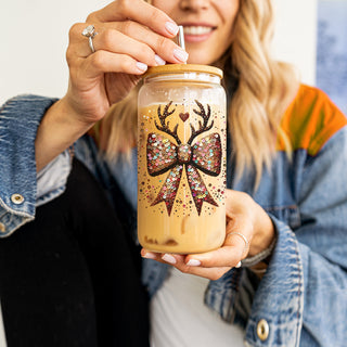 Holiday home accent – sparkly Christmas bow for doors, walls, or mantel
Christmas bow decoration – glitter and sequin with cute reindeer antlers
Reindeer antler Christmas bow – festive glitter bow for holiday decorating