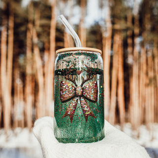 Wholesaler Christmas gifts for her glitter sequin glass cup 17oz - Holiday reindeer bow coffee tumbler bamboo lid straw
Aesthetic Christmas drinkware glitter sequin glass tumbler 17oz - Holiday reindeer bow coffee cup bamboo lid