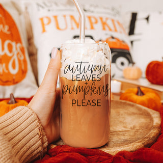 Wholesale Autumn aesthetic glass tumbler with straws
Pumpkin themed coffee tumbler gift set
