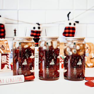 Christmas kitchen gift - pastel Nutcracker soldiers and ballerinas tumbler cup
Nutcracker ballet tumbler - festive pastel glass cup with bamboo lid