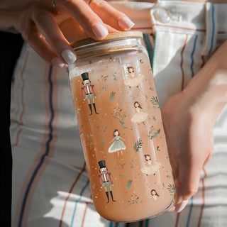 Unique Christmas gifts nutcracker ballerina pastel glass cup 17oz - Holiday coffee tumbler bamboo lid straw
Soft Christmas colors glass tumbler 17oz - Nutcracker ballerina pastel holiday drinkware bamboo lid straw