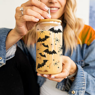 bat pattern coffee tumbler
spooky home decor glass
halloween drink station set
bat spider halloween gift