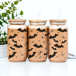 high end halloween glass
elegant spooky tumbler
quality halloween drinkware
designer bat spider glass