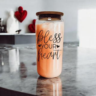 Bless Your Heart 20oz Glass Tumbler Wholesale