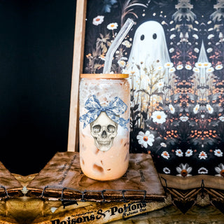 blue white halloween tumbler
sophisticated skull drinkware
luxury fall coffee glass