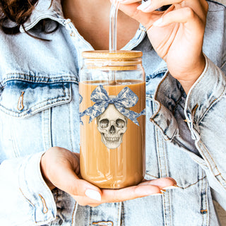 chinoiserie season tumbler
gothic chic halloween glass
elegant skull drink vessel