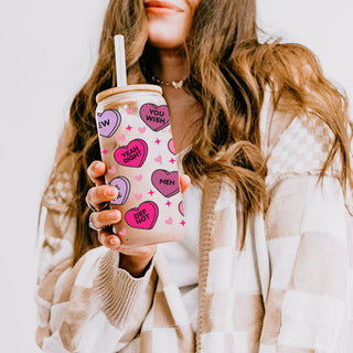 Pink and purple Valentine’s Day glass cups for festive drinks.
Heart-themed gifts for Valentine’s celebrations.
Girl power Valentine’s gifts for empowering women.