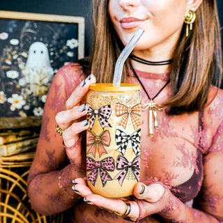 Wholesale Pink gingham bow fall tumbler
Orange checkered bow glass cup
Leopard print bow autumn drinkware in bulk
Instagram worthy fall tumbler