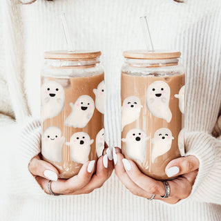 cute phantom tumbler
ghost themed glass set
halloween coffee vessel
fall housewarming tumbler