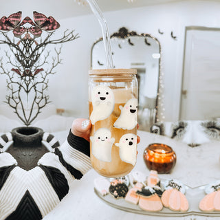 spooky season drink station
ghost themed beverage set
halloween coffee setup
fall coffee bar essentials
ghost decorative tumbler