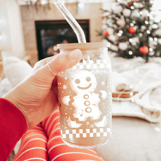 Aesthetic Christmas drinkware retro gingerbread glass tumbler 17oz - Vintage holiday coffee cup bamboo lid
Christmas gifts for her retro gingerbread glass cup 17oz - Holiday coffee tumbler bamboo lid straw