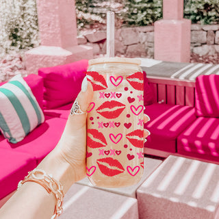Vibrant 20oz glass tumblers with pink and red XOXO and heart designs.
Playful red lips, hearts, and XOXO 20oz glass cups for a perfect Galentine’s Day gift.
Trendy 20oz glass cups featuring red lips, hearts, and pink XOXO for a festive vibe.