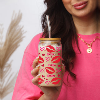 Modern 20oz glass cups with XOXO, red lips, and hearts for a trendy touch.
Flirty 20oz glass cups with pink XOXO, red lips, and hearts for her.
Unique Valentine’s Day glass cups featuring XOXO and red lips for a fun gift.