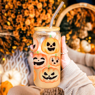 Cute fall tumbler for pumpkin spice latte
Watercolor pumpkin drinkware for autumn
Fall themed glass water bottle with pumpkins