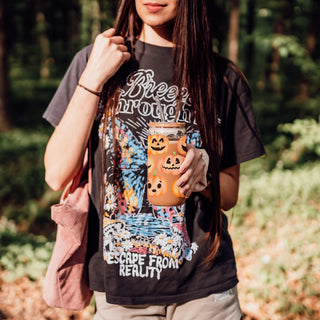 Halloween coffee tumbler with jack o lantern design
Aesthetic fall drinking glass with pumpkin faces