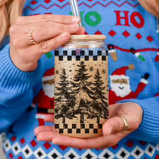 Wholesale Christmas retro drinkware - festive tumbler cup for holiday entertaining
Vintage Christmas glass with retro tree artwork - 17oz tumbler gift
Buffalo plaid and tree Christmas tumbler - farmhouse holiday drinkware in bulk