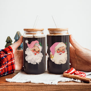 Retro Christmas glass tumbler 17oz bamboo lid - Vintage Santa pink hat holiday coffee cup glass straw - Classic drinkware
Christmas vintage glass cup 17oz glass straw - Retro Santa pink hat holiday tumbler bamboo lid - Classic festive gift