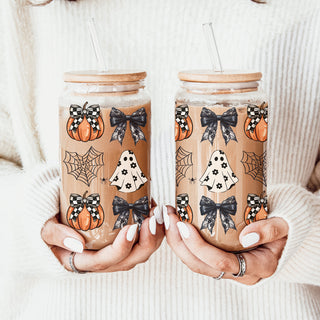 halloween bow tumbler set
checkered pumpkin glass cup
gothic glam halloween tumbler
black bow drink glass set