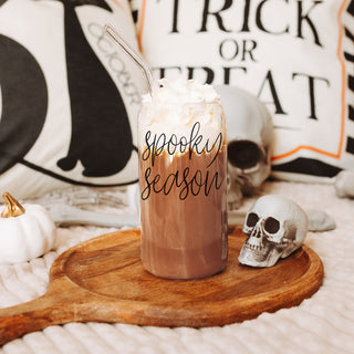 Mom life halloween glass tumbler with straws
Spooky coffee lover sustainable glass set