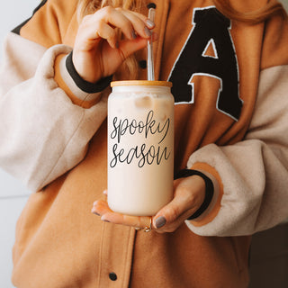 Wholesale Halloween themed glass tumbler with quote
Haunted season coffee tumbler with straws