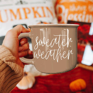 Wholesale Sweater Weather Coffee Mug Brown Ceramic 14.5oz Fall Coffee Cup