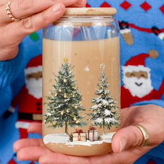 Bulk Holiday glass coffee cup 17oz - Christmas tree winter wonderland tumbler bamboo lid - Festive drinkware gift
Holiday glass tumbler 17oz - Christmas tree winter scene coffee cup bamboo lid - Festive kitchen gifts with straw