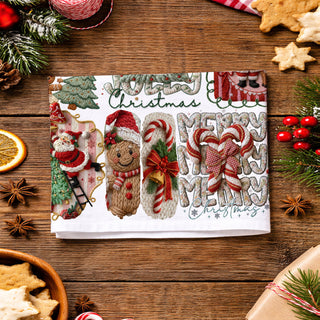 christmas kitchen towel outdoor holiday home scene
kitchen towel held in front of christmas tree lights
holiday towel styled with snow and decorations
christmas towel styled rustic outdoor porch decor
holiday towel lifestyle snowy christmas aesthetic
kitchen towel styled with wooden utensils baking