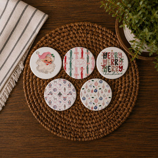 Cute stocking stuffer Christmas ceramic coaster
Secret Santa gift idea holiday drink coaster
Teacher Christmas gift ceramic coaster
Coworker holiday gift Christmas coaster
Christmas decor with designer style
pink Santa Claus Christmas ceramic coaster
retro Santa face Christmas decoration
Santa with pink hat holiday decor
Christmas tree winter scene coaster