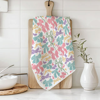 Shabby chic bow bunny kitchen towel pastel
Vintage inspired ribbon kitchen towel Easter spring
French country bow kitchen towel pastel bunny
Coastal cottage bow kitchen towel spring colors
