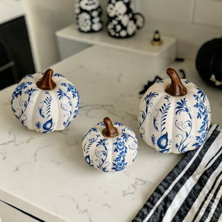 Wholesale resin pumpkins blue white floral design fall decorating ideas
neutral fall decor blue white pumpkins minimalist home styling
blue and white pumpkin set for coffee table fall display ideas
blue and white pumpkin decor styled in modern farmhouse kitchen
neutral home decor pumpkins blue white for minimalist interiors
chinoiserie pumpkins styled on kitchen island fall decor