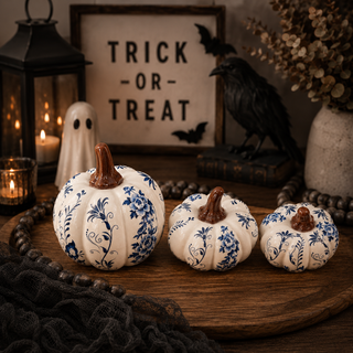 chinoiserie pumpkins styled modern kitchen fall decor
blue white pumpkin decor styled home interior
fall decor pumpkins styled neutral aesthetic
blue white pumpkins styled coffee table decor
chinoiserie pumpkin set styled kitchen counter
autumn decor pumpkins styled minimalist home