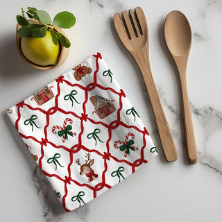 Holiday kitchen theme towel
Christmas themed kitchen styling
Traditional Christmas kitchen gift
Vintage holiday kitchen towel present