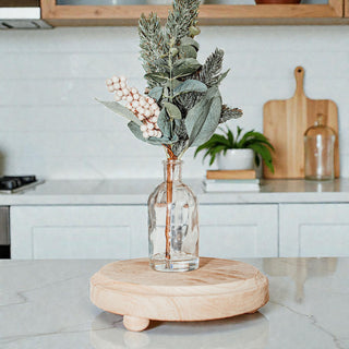 Round Wooden Riser Tray | Farmhouse Display Stand
Elevated Wood Catchall | Bathroom Counter Organizer
Rustic Wooden Cake Stand | Multi-Purpose Display Tray
Small Wooden Pedestal | Round Tray for Plants & Decor