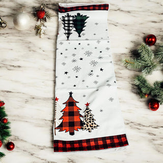 Bulk Christmas kitchen towel with gingham trees, snowflakes, and holiday charm
Decorative Christmas hand towel with mixed gingham designs and holiday motifs