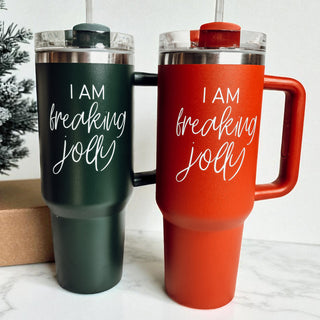 Christmas humor tumbler 40oz red and green - I am freaking jolly holiday drinkware
40oz Christmas tumbler red green - I am freaking jolly funny saying