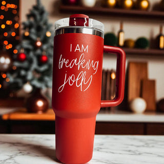 Red and green Christmas tumbler 40oz - I am freaking jolly holiday gift
Christmas funny tumbler red green - I am freaking jolly 40oz drinkware