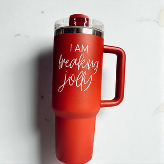 Wholesale Christmas tumbler set red and green - I am freaking jolly 40oz
Festive Christmas tumblers - I am freaking jolly holiday gift
Holiday drinkware red green - I am freaking jolly 40oz in bulk