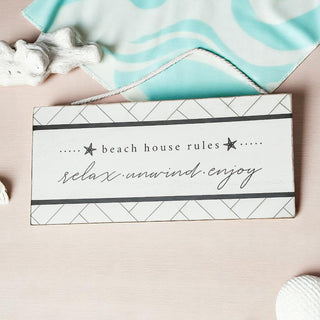 11x5 white coastal wall decor with relax unwind enjoy text