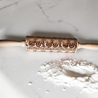 Wholesale Halloween embossed rolling pin with pumpkins
pumpkin rolling pin for Halloween cookies
wooden embossed rolling pin fall baking tool
Halloween cookie rolling pin with jack o lantern design