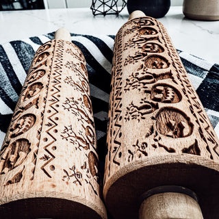 fall baking rolling pin embossed wood
Halloween gift for bakers rolling pin set
pumpkin cookie rolling pin with cutter
wooden embossed rolling pin for fondant Halloween
Halloween baking accessories rolling pin