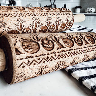 Wholesale custom pattern rolling pin pumpkins Halloween
rustic wooden rolling pin fall decor baking
Halloween cookie dough embossing roller
jack o lantern rolling pin for baking cookies
pumpkin engraved rolling pin gift idea
farmhouse style Halloween rolling pin decor