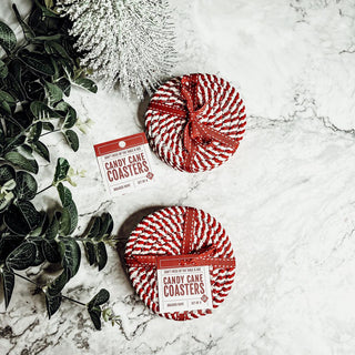 Braided Red and White Coaster Set - Christmas Coaster Sets