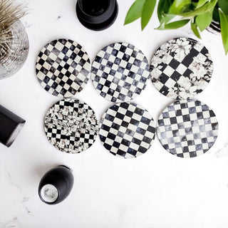 black white checkered ceramic coasters courtly check gingham pattern luxury table decor cork backing accessories
gingham ceramic coasters courtly check black white checkered pattern luxury home decor cork back protection