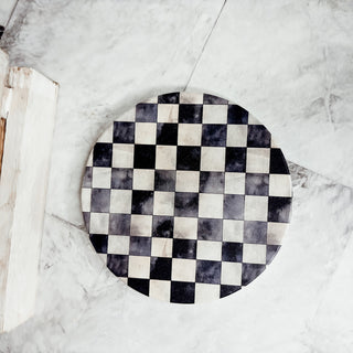 housewarming gift ceramic coasters courtly check gingham black white checkered floral pattern cork backing