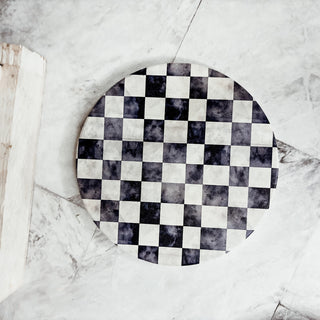 non-slip ceramic coasters courtly check gingham black white checkered floral pattern cork backing drink accessories