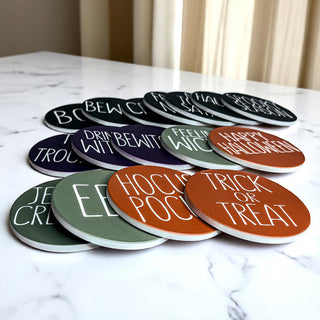 4-inch round Halloween coasters with durable cork backing
Dishwasher safe Halloween coasters with protective base
Premium ceramic Halloween coasters with quality cork protection
Thick ceramic Halloween coasters with non-slip cork base
