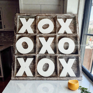 Wholesale handmade wooden tic tac toe board game decor
rustic wood tic tac toe coffee table game
farmhouse style x and o tabletop decoration
neutral wooden tic tac toe set for living room
square 12x12 wooden tic tac toe board with pieces