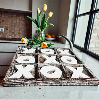 Solid wood tic tac toe board handmade USA
Real wood rustic tic tac toe game board
High quality wooden XO game farmhouse decor
Durable wooden tic tac toe board rustic finish
Premium handcrafted wooden game board farmhouse
Authentic rustic wood tic tac toe game USA made